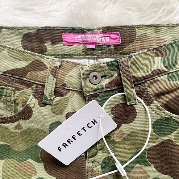 VTG Junya Watanabe Comme des Garçons Army Khaki Green Camo Cotton Slim Pants - Picture 6 of 8